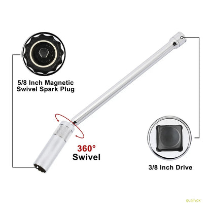 6PCS 3/8-Inch Drive Magnetic Swivel Spark Plug Socket Set