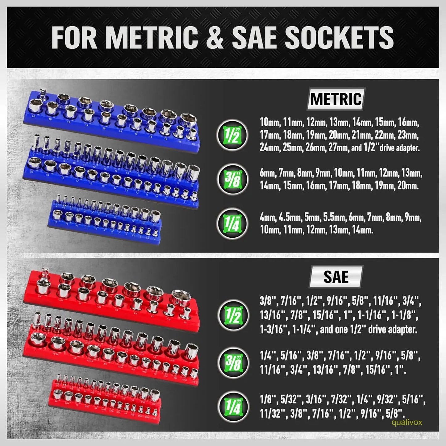 Magnetic Socket Organizer, 6 Piece Socket Holder Kit