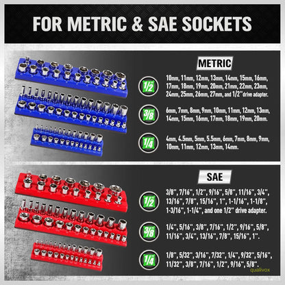 Magnetic Socket Organizer, 6 Piece Socket Holder Kit