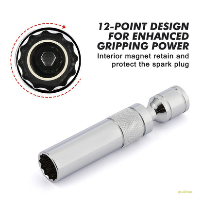 6PCS 3/8-Inch Drive Magnetic Swivel Spark Plug Socket Set